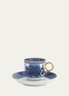Mottahedeh Imperial Blue Demitasse Cup & Saucer Plate In Blue