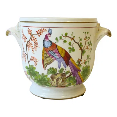 Pre-owned Mottahedeh Italian Planter Cachepot Jardinière Pheasant Bird By , Italy In Sand