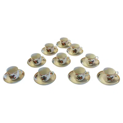 Pre-owned Mottahedeh Late 20th Century Set Of 10 Cups & Saucers By  In Brown