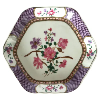 Pre-owned Mottahedeh Rockefeller Collection Porcelain Purple And White Jewelry Dish