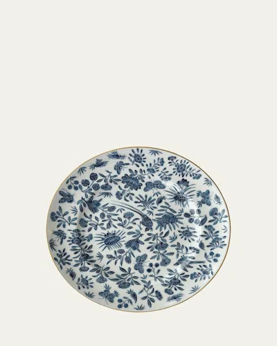 Mottahedeh Sacred Bird & Butterfly Blue Large Dinner Plate In Blu/wht