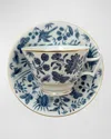 Mottahedeh Sacred Bird & Butterfly Blue Teacup And Saucer In Blue