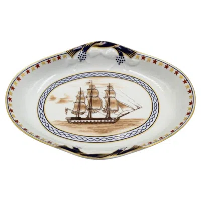 Pre-owned Mottahedeh Vintage "a Trifle From Boston" U.s.s. Constitution Decorative Plate In Gray