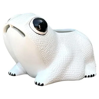 Pre-owned Mottahedeh Vintage  Glazed Ceramic Hobnail Frog In Gray