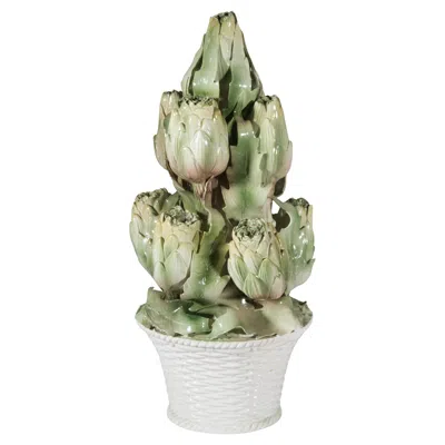 Pre-owned Mottahedeh Vintage  Majolica Artichoke Centerpiece, Italy, 1960s In Sand