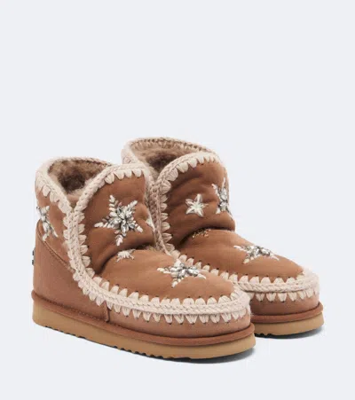Mou 18 Embellished Suede Ankle Boots In Brown