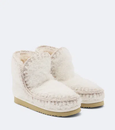 Mou 18 Shearling Ankle Boots In White