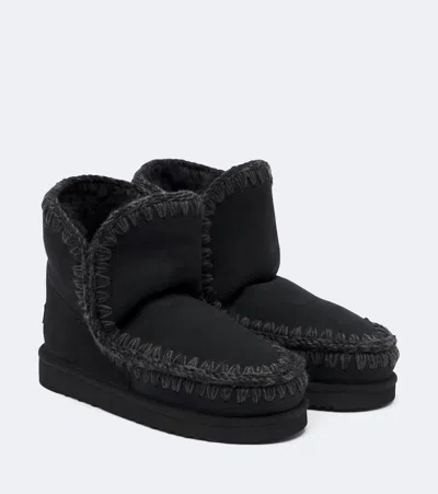 Mou 18 Shearling-lined Suede Ankle Boots In Black