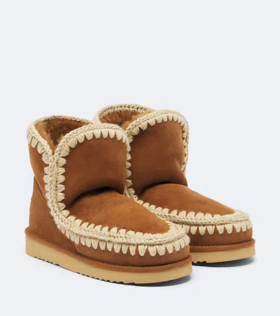 Mou 18 Shearling-lined Suede Ankle Boots In Brown