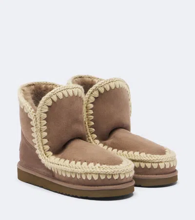 Mou 18 Shearling-lined Suede Ankle Boots In Brown