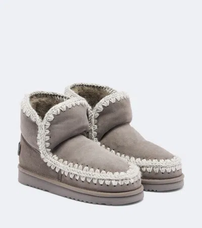 Mou 18 Shearling-lined Suede Ankle Boots In Gray