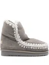 Mou 18 Stitch-detail Suede Boots In Gray