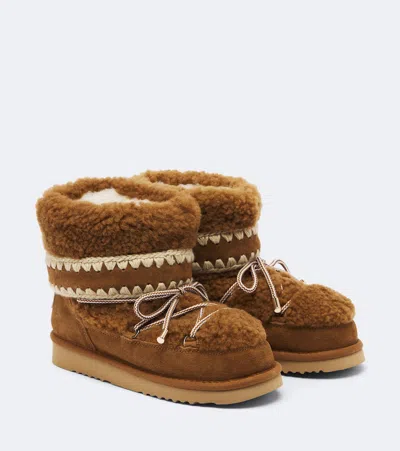 Mou 18 Suede-trimmed Shearling Ankle Boots In Brown