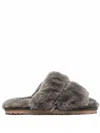 Mou Gray Criss-cross Shearling Slippers In Grigio