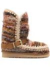 Mou Eskimo 24 Low Heels Ankle Boots In Multicolor Wool In Brown