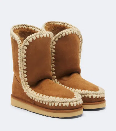 Mou 24 Shearling-lined Suede Mid-calf Boots In Brown