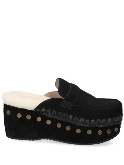 Mou 67mm Suede Clogs In Black