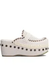 Mou Clog Leather Slipper-mule In Grey Suede In White