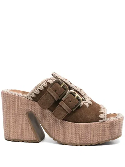 Mou 90mm Decorative-stitching Sandals In Brown