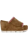 Mou Brown Suede Leather Eva Monoband Wedges
