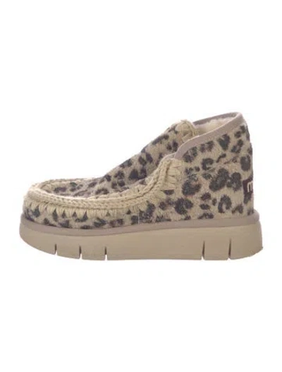 Pre-owned Mou Animal Print Boots In Neutrals