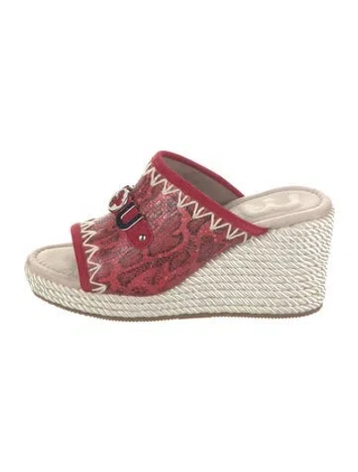 Pre-owned Mou Animal Print Whipstitch Trim Espadrilles W/ Tags In Red