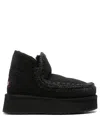 Mou Mini Eskimo Platform High Heels Ankle Boots In Black Suede In Black