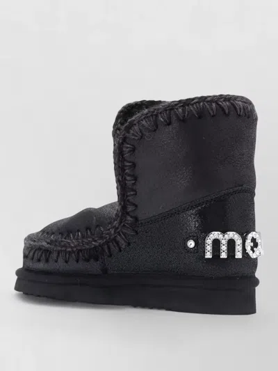 Mou Ankle Boots Flat Sole Fur Trim