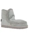 Mou Ankle-length Grey Sheepskin Boots With Glitter Logo In Blue