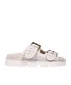 Mou Bio Buckle Sandals In White
