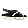 MOU BIO CRISS-CROSS LEATHER SANDAL IN BLACK/WHITE