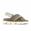 MOU BIO CRISS-CROSS LEATHER SANDAL IN TAUPE