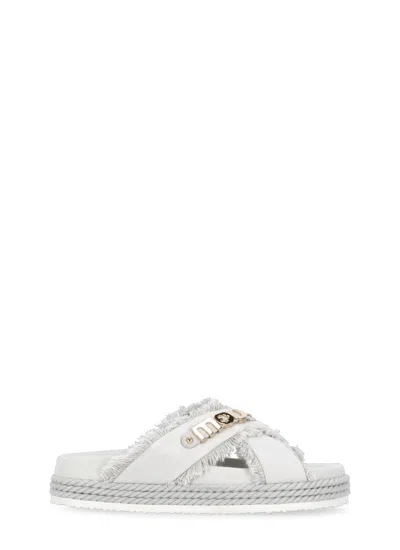 Mou Beige Suede Leather Sandals