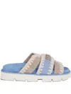 Mou Blue Leather Sandals With Sole