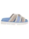 Mou Blue Leather Sandals With Sole In Cer Cerulean