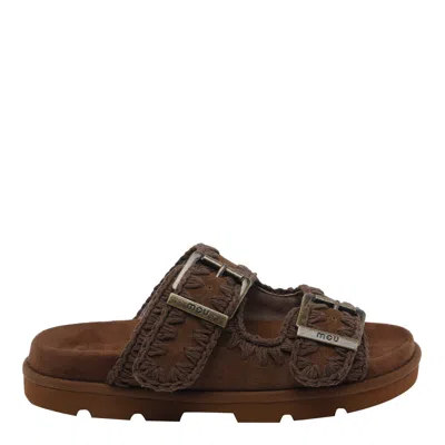 Mou Bio Buckled Flat Sandals In Brown