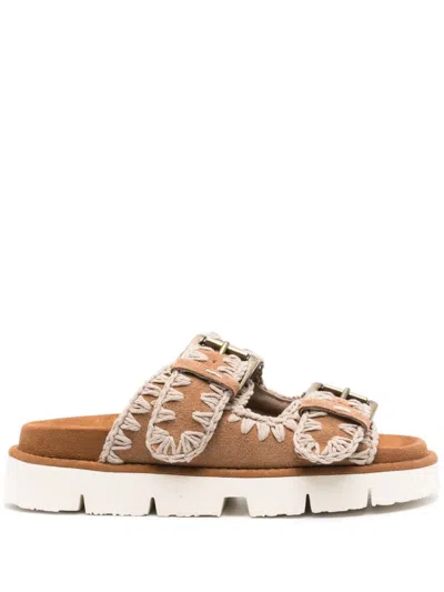 Mou New Bio Slipper-mule In Leather Color Suede In Brown