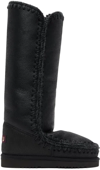 Mou Black 40 Boots In Cbkg Cracked Black