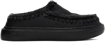 Mou Black Bold Shearling Loafers In Nubla Nubuck Black
