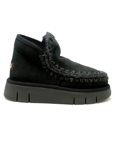 MOU MOU BLACK ESKIMO BOUNCE LEATHER WOOL RUBBER SNEAKER