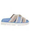 Mou Blue Leather Sandals With Sole