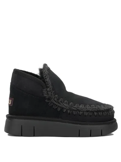 Mou Shearling Ankle Boots In Black
