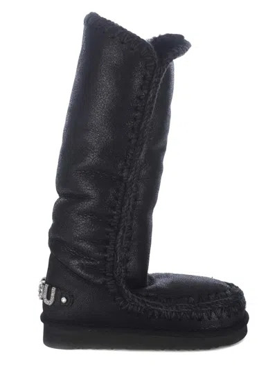 Mou Eskimo 40 Rhinestones Logo Boots In Negro