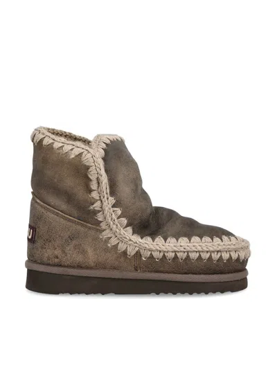 Mou Crochet-trim Boots In Brown