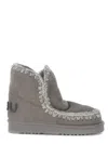Mou Eskimo 18 Low Heels Ankle Boots In Grey Suede In Grey