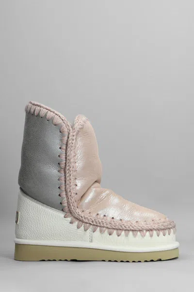 Mou Eskimo 24 Low Heels Ankle Boots In Pink
