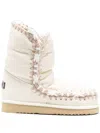 Mou Eskimo 24 Low Heels Ankle Boots In White Leather In Multi
