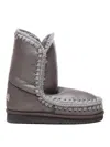 Mou Eskimo 24 Low Heels Ankle Boots In Grey Leather In Grey
