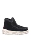Mou Crochet Stitch-trim Boot Sneakers In Black