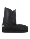 Mou Eskimo Sneaker Low Heels Ankle Boots In Black Leather In Black
